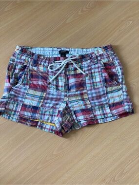 J. Crew Women’s Patchwork Madres Plaid Drawstring Shorts Size 4 Multi-colour.
